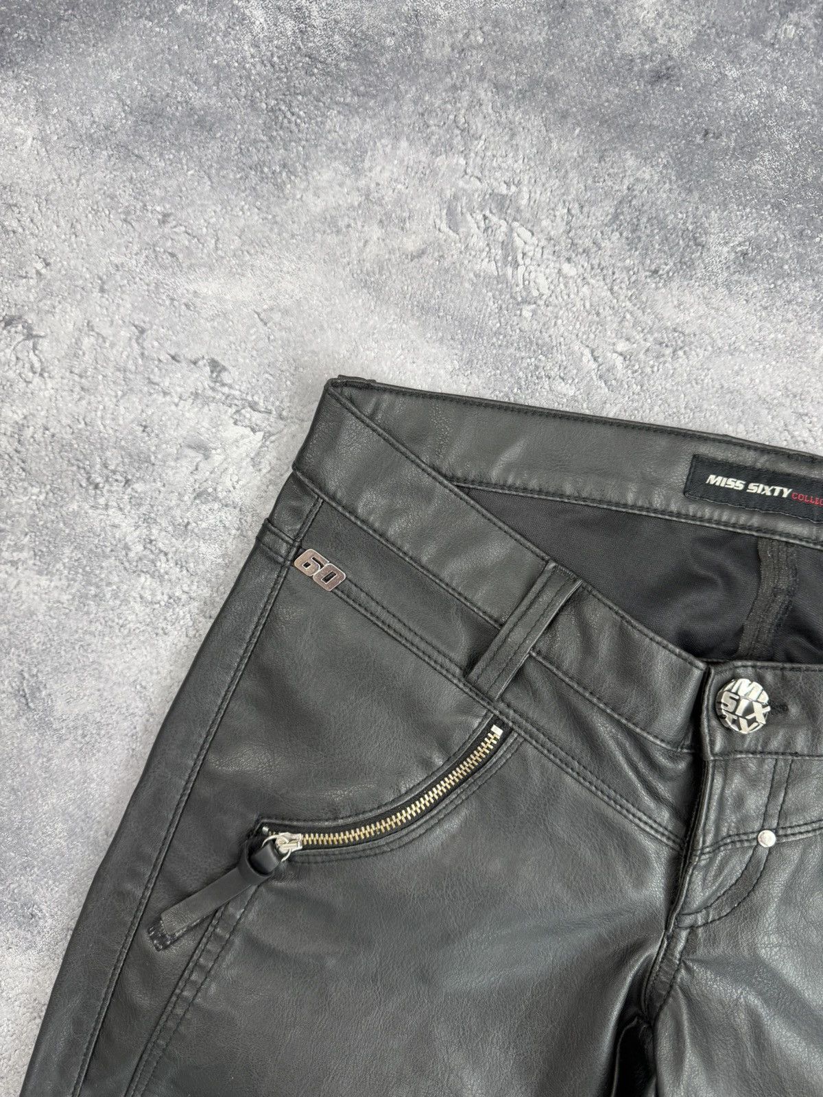 Miss Sixty Miss Sixty Faux Leather Pants Black Zip Shot Vintage Y2K Size 27" / US 4 / IT 40 - 12 Thumbnail