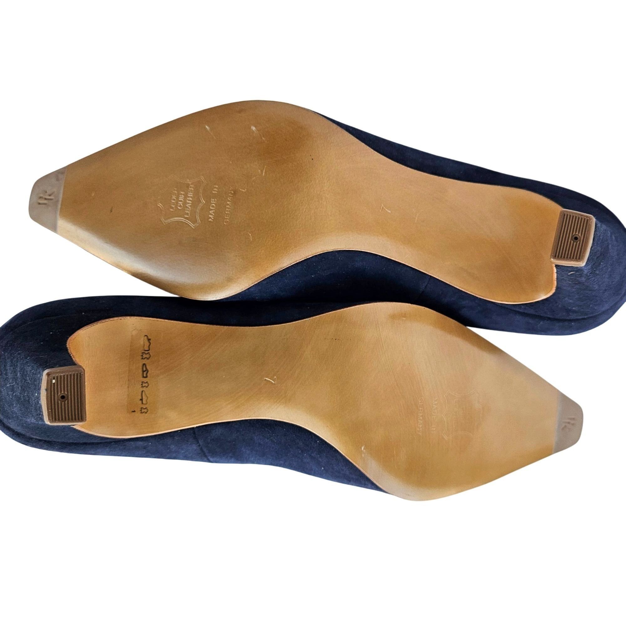 Other Vintage Peter Kaiser Suede Navy Blue Leather pumps NWOT Germ Size US 9.5 / IT 39.5 - 6 Thumbnail