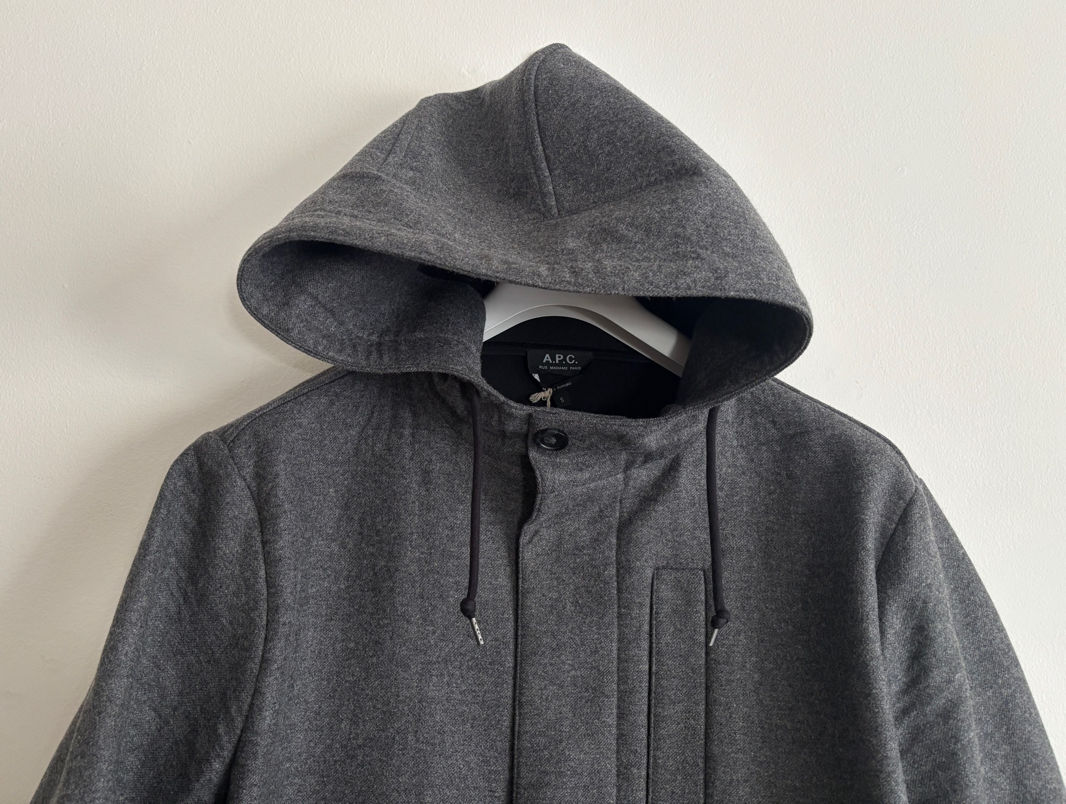 A.P.C. $635 Grey Wool Blend Hooded Mathieu Overcoat/ Parka -Medium Size US M / EU 48-50 / 2 - 2 Thumbnail