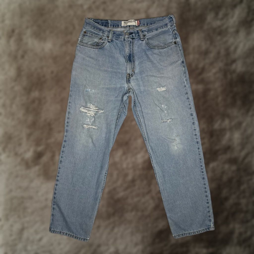 Levi's VINTAGE Levi’s 550 Blue Denim Jeans MEN Regular 33x29 Light Distressed Grunge 90s Jeans Size US 33 - 1 Thumbnail