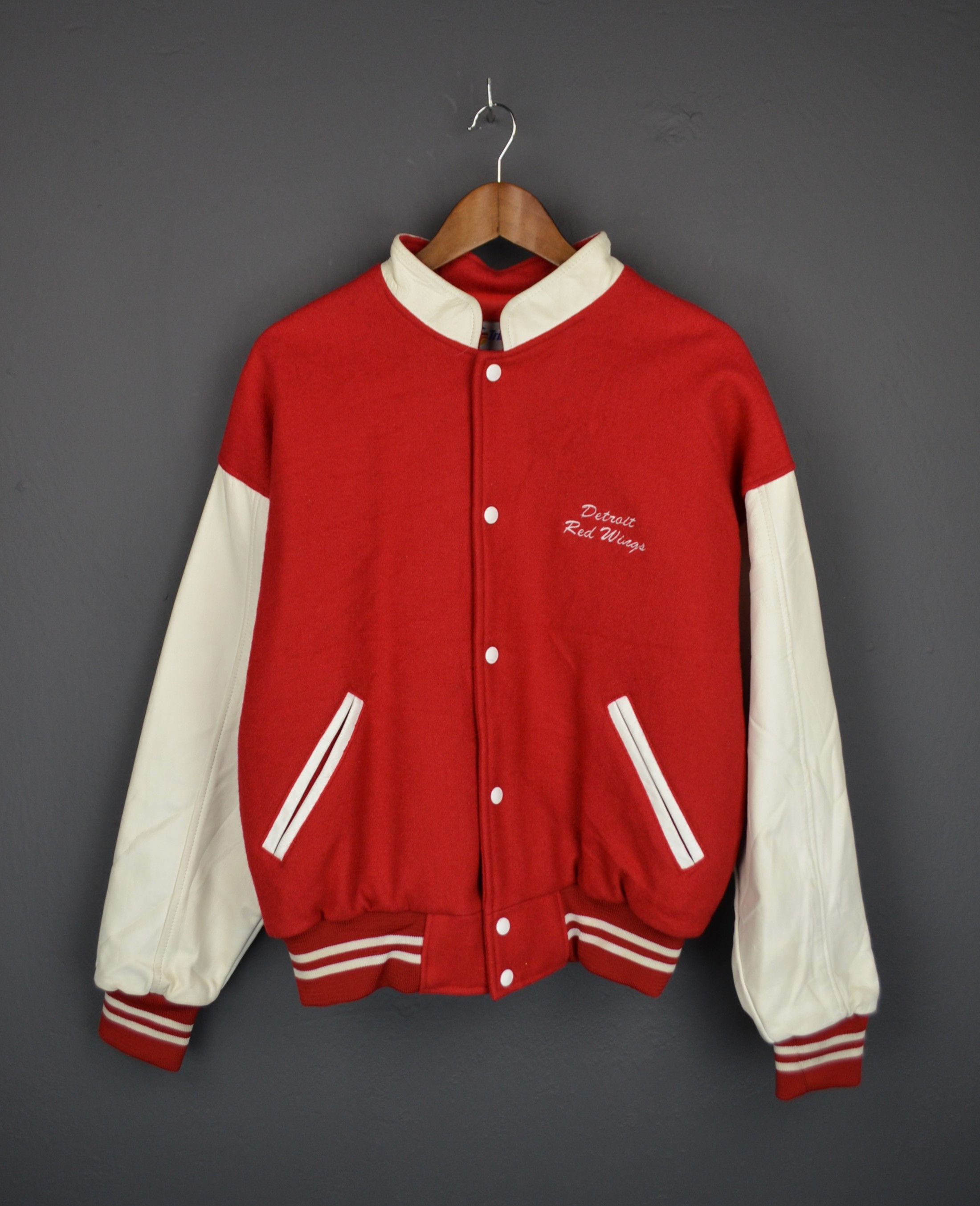 Vintage Detroit Red Wings Varsity M Jacket Leather Wool Vintage Size US M / EU 48-50 / 2 - 2 Thumbnail