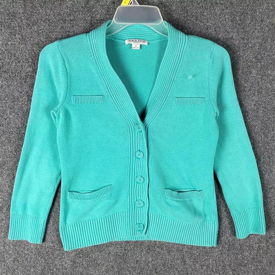 Pendleton Pendleton Cardigan Women's Blue Knit 100% Cotton PS Size S / US 4 / IT 40 - 1 Thumbnail