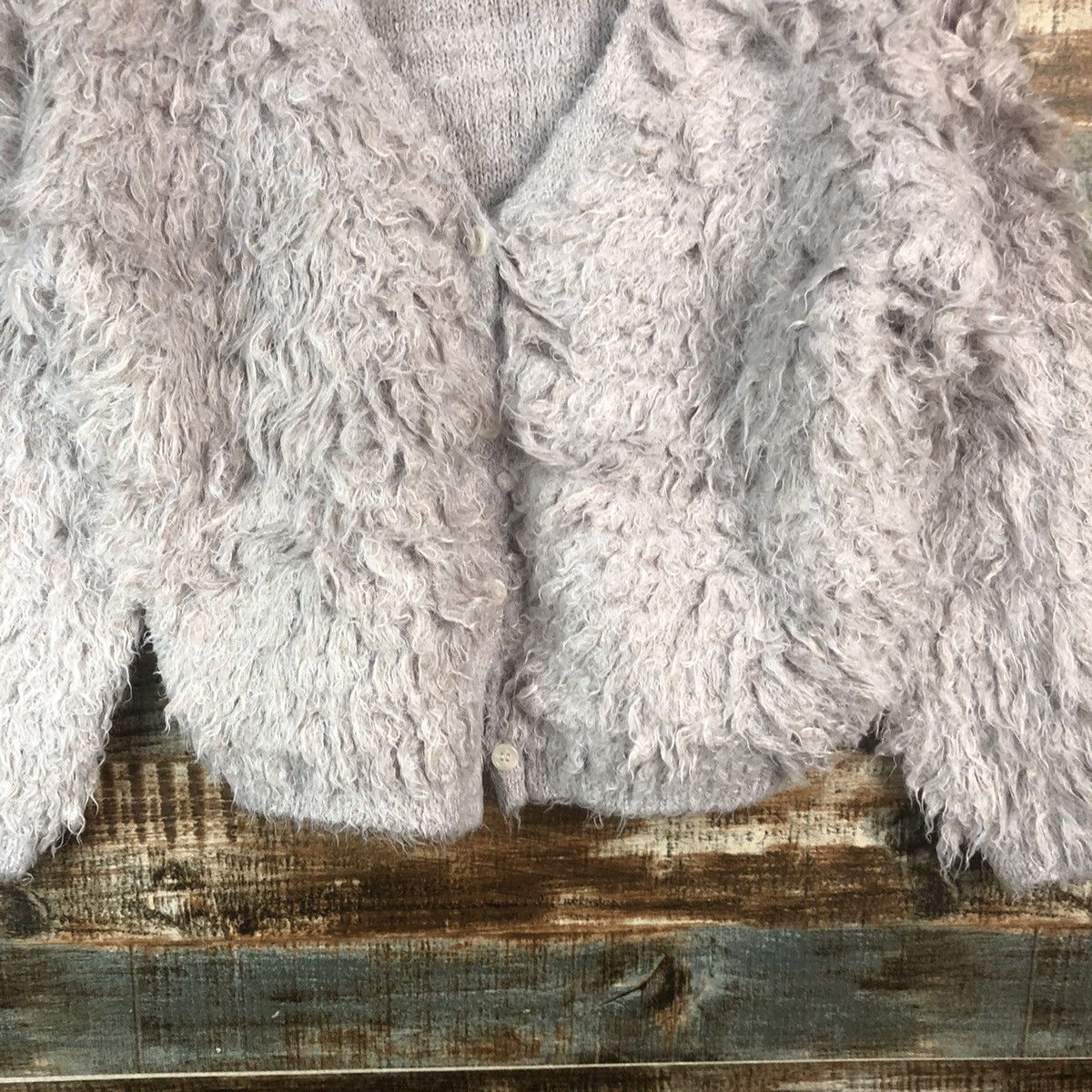 Japanese Brand DL Archives Gray Mohair Cardigan Knitwear #C374 Size M / US 6-8 / IT 42-44 - 6 Thumbnail