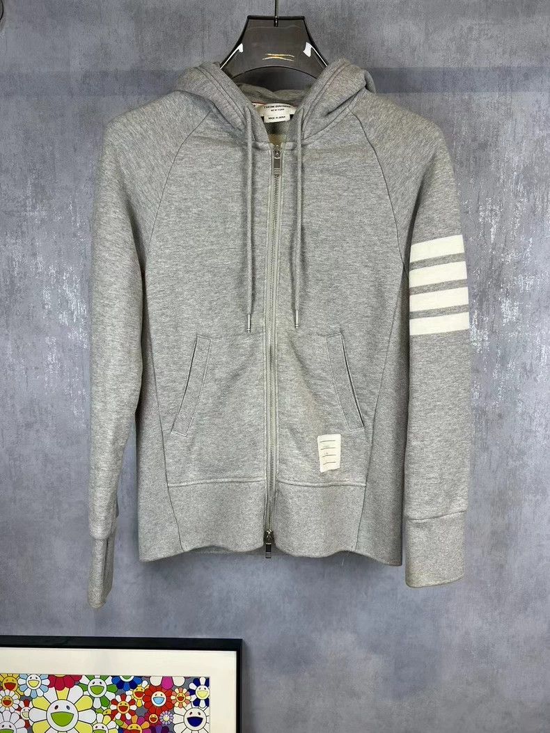 Thom Browne Gray Zip-Up Hoodie-dmc