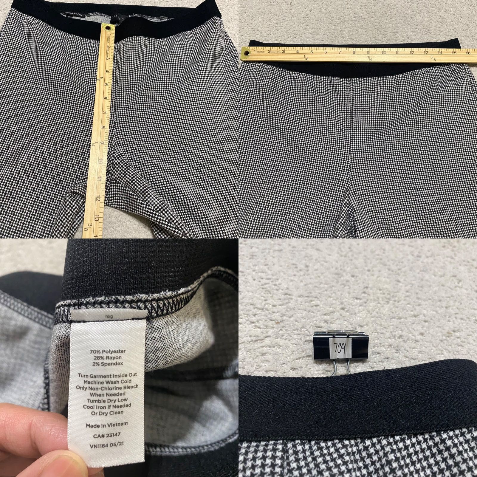 Talbots Talbots Women Pants 12 Black White Houndstooth Soho Ankle Pull On Knit High Rise Size 34" / US 12 / IT 48 - 8 Thumbnail