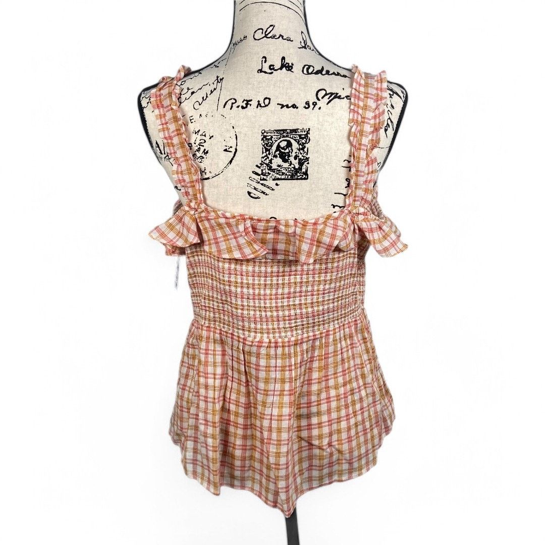 Old Navy Old Navy Ruffled Smocked Bodice Plaid Sleeveless Top Large Size L / US 10 / IT 46 - 8 Thumbnail