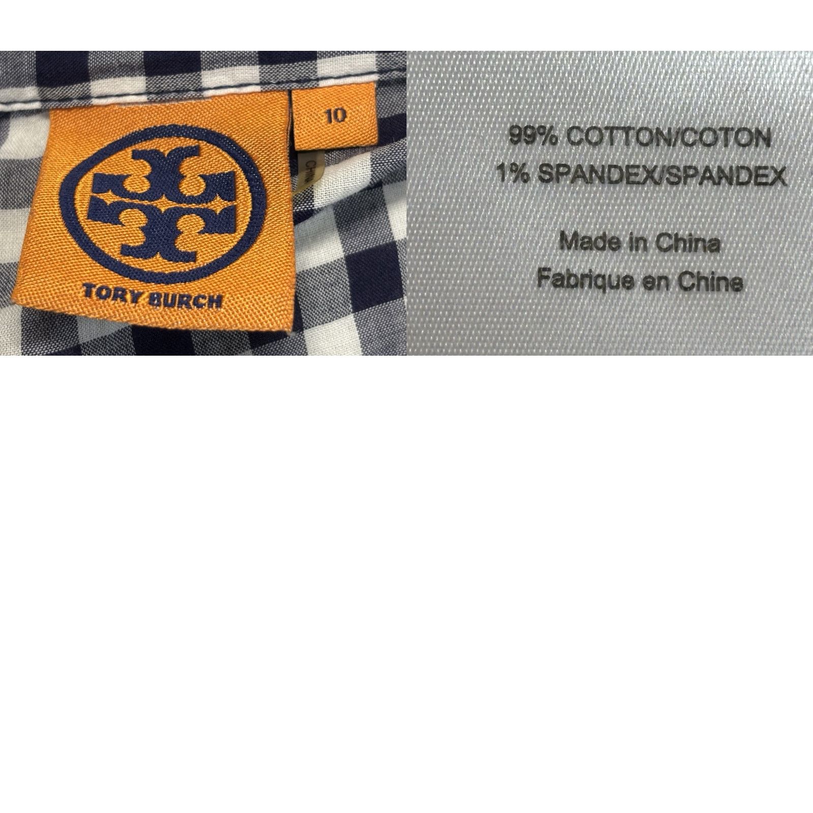 Tory Burch VINTAGE Tory Burch Gingham Shirt Tunic Women’s Size 10 Navy White Check Popover Blouse Womens Size L / US 10 / IT 46 - 8 Thumbnail