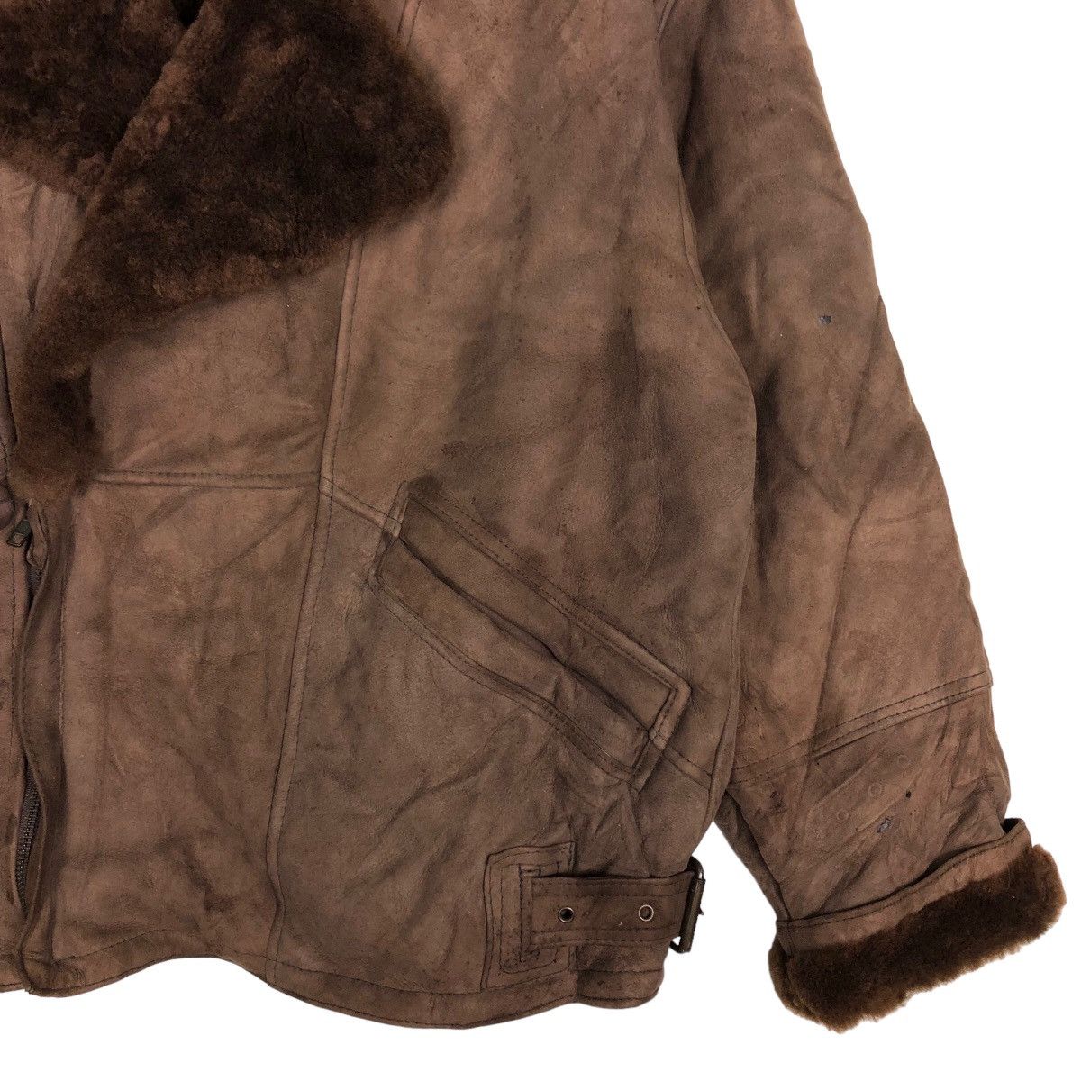 Vintage 🔥Vtg Genuine Suede Shearling Natural Peau Laine Bomber Size US M / EU 48-50 / 2 - 5 Thumbnail