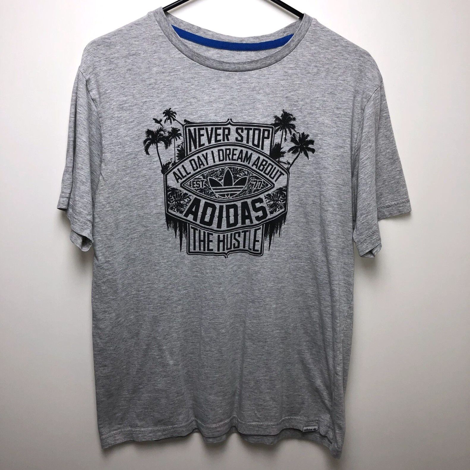 Adidas Adidas T-Shirt Men's Size M Gray All Day I Dream About The Hustle  Crew Neck Tee