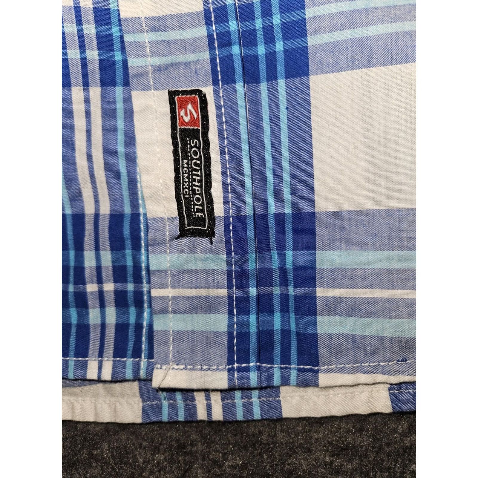 Southpole Southpole Shirt Mens 2XL Slim Blue Plaid Short Sleeve Button Front Pockets Size US XXL / EU 58 / 5 - 5 Thumbnail