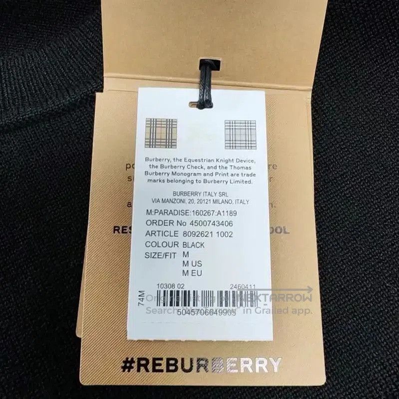 Burberry Burberry Men's Black Logo Knitted Sweater. Size US S / EU 44-46 / 1 - 5 Thumbnail