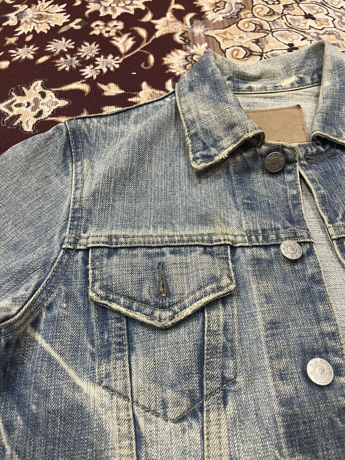 OMNIGOD Vintage Domingo Omnigod Distressed Stain Denim Jacket Size XS / US 0-2 / IT 36-38 - 8 Thumbnail