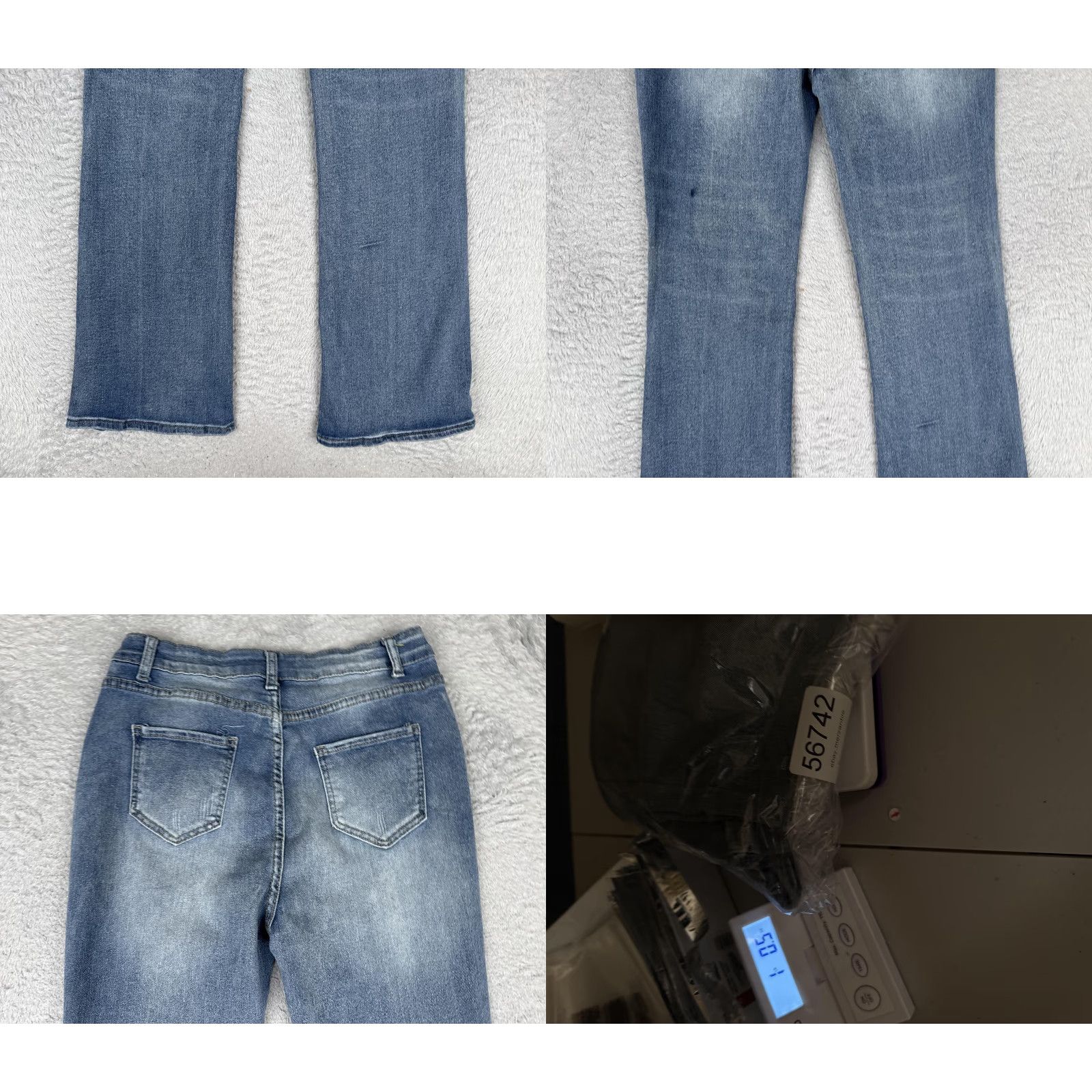 Denime Flare Jeans Womens Large Blue Med Wash Mid Rise Stretch Regular Fit 26x29 Denim Size 36" / US 14 / IT 50 - 10 Thumbnail