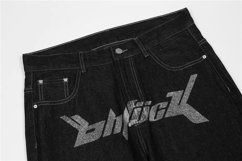 Japanese Brand Dollar print men's high street casual jeans y2k Size US 32 / EU 48 - 3 Thumbnail