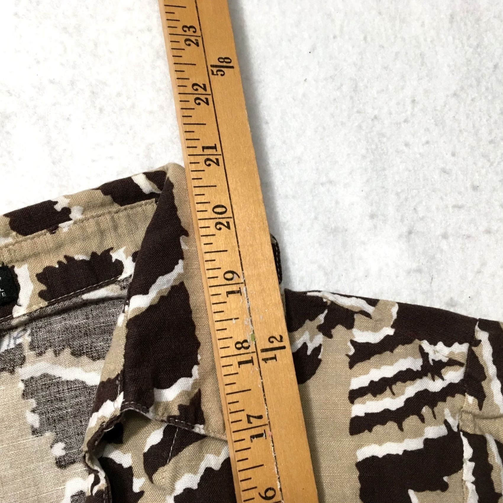 Vintage East 5th Shirt Women's PL brown beige Button-down Short Sleeve Size L / US 10 / IT 46 - 5 Thumbnail