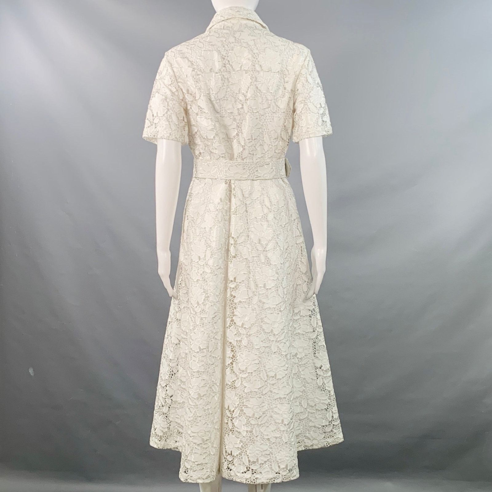 Other TOCCIN Size S Ivory Polyester Lace A-Line Belted Shirt Dress Size S / US 4 / IT 40 - 4 Thumbnail