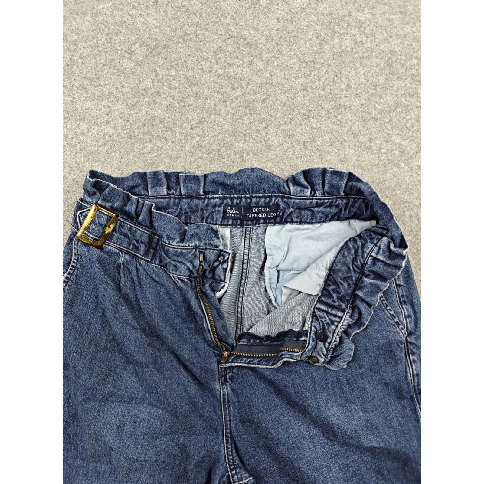 Boden Boden Buckle Tapered Leg Jeans Womens 12 Blue High Rise Adjustable Waist Denim Pants Size 34" / US 12 / IT 48 - 3 Thumbnail