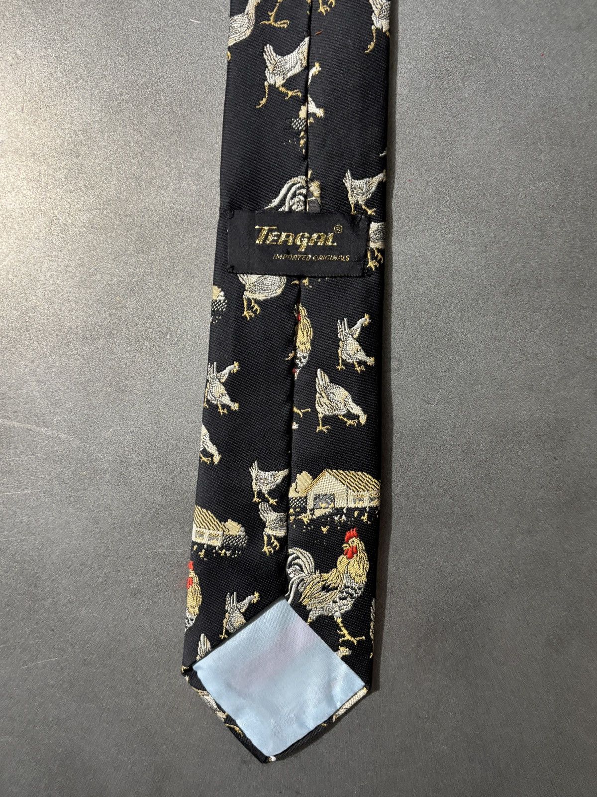 Vintage Vintage Tie Chicken Print Pattern Novelty Fun Cock Rooster Size ONE SIZE - 5 Thumbnail