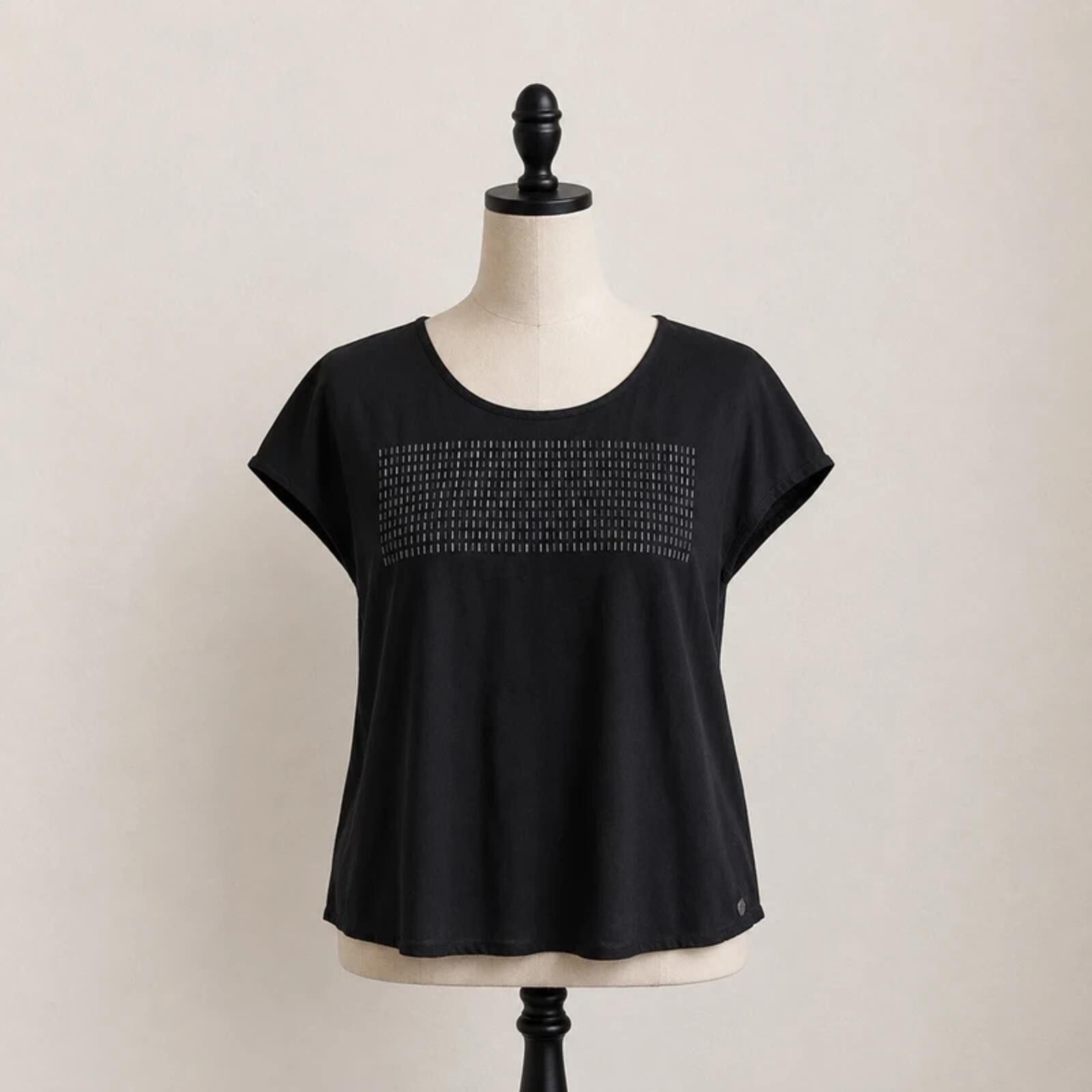 Other Armani Jeans Black Studded Silk Look Blouse Top EU 40 Size S / US 4 / IT 40 - 1 Thumbnail