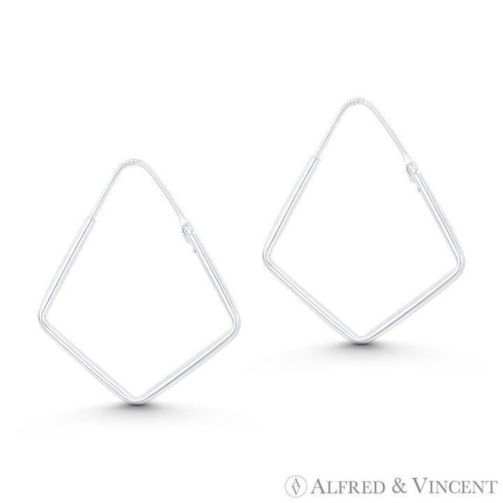 Other 4-Sided Diamond-Shape Tube Hollow Hoop Earrings Size ONE SIZE - 1 Preview