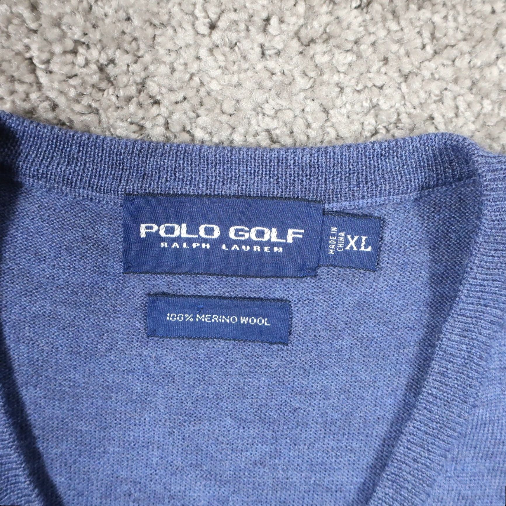 Polo Ralph Lauren VINTAGE Polo Ralph Lauren Sweater Men XL Golf Pullover V-Neck Blue Merino Wool Polo Ralph Lauren Merino Wool EUC Size US XL / EU 56 / 4 - 3 Thumbnail
