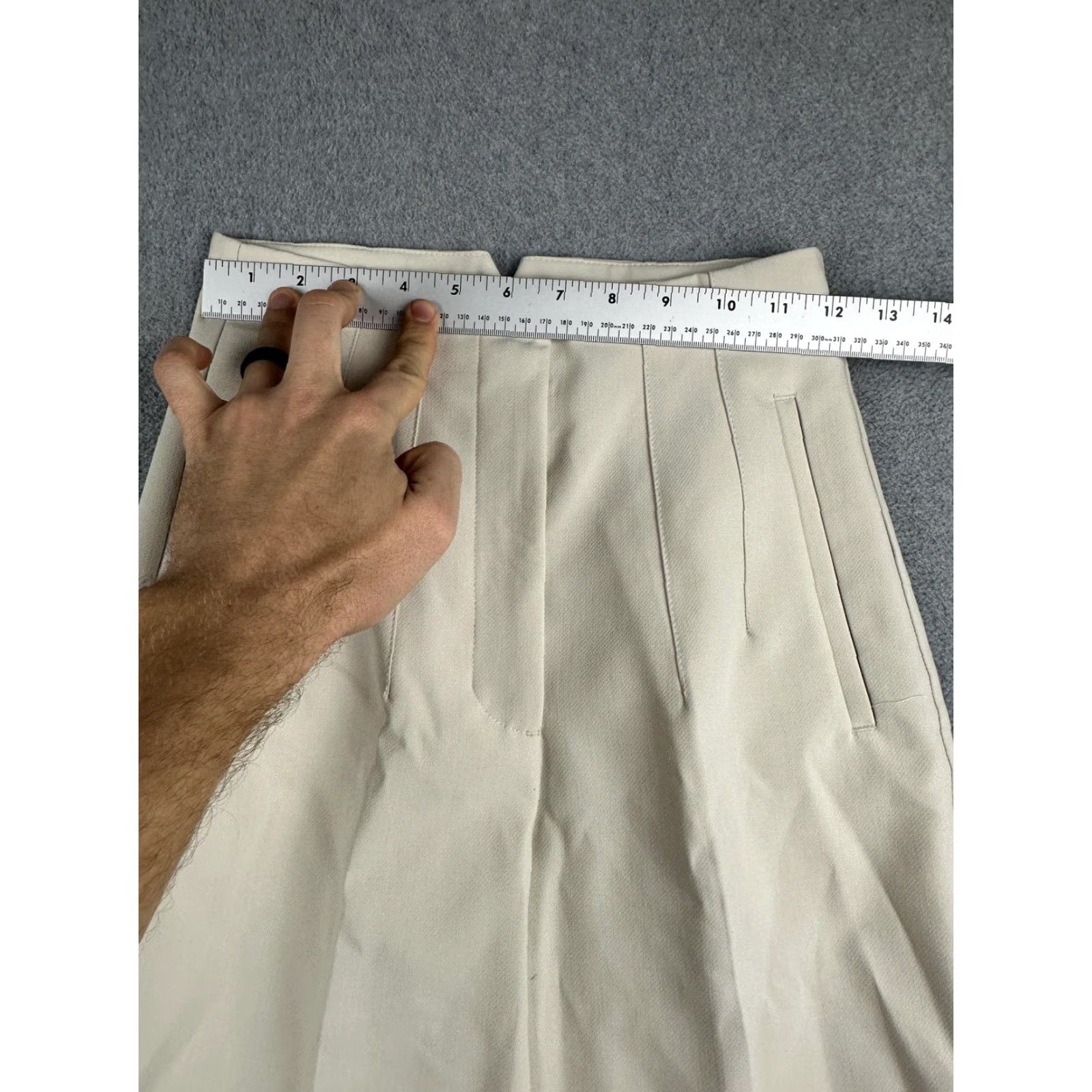 Zara Zara Womens XS Beige High Waist Tapered Dress Pants Twill Work Stretch Pockets Business Small Size 26" / US 2 / IT 38 - 5 Thumbnail