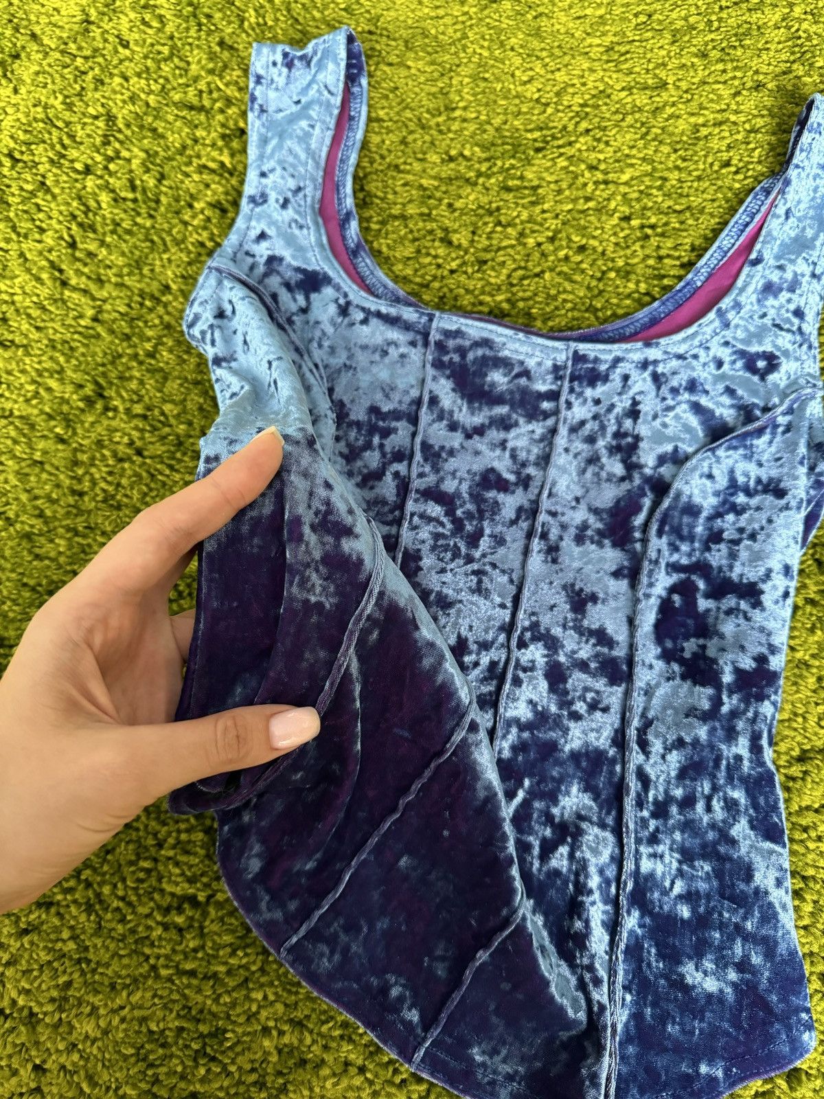 Vintage Y2K style avant garde velour tank top Size L / US 10 / IT 46 - 3 Thumbnail
