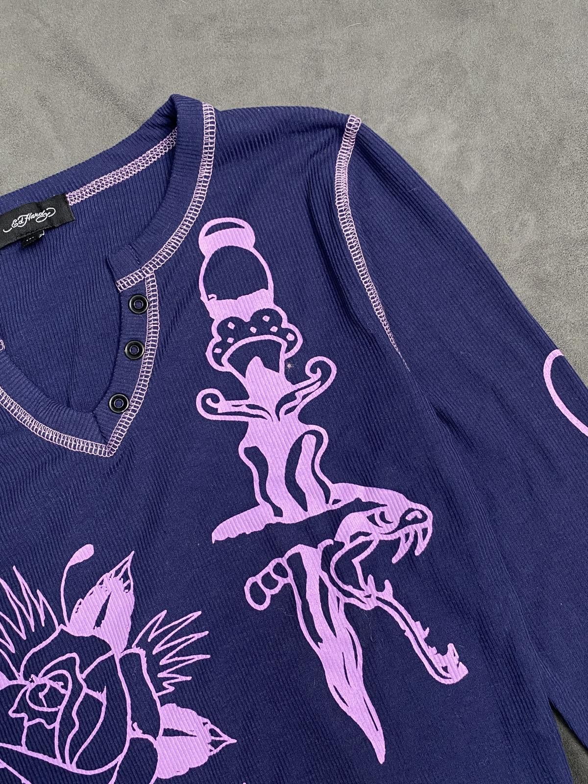 Ed Hardy Rare Ed Hardy Rose Graphic Top Thermal Long Sleeve Medium Size M / US 6-8 / IT 42-44 - 3 Thumbnail