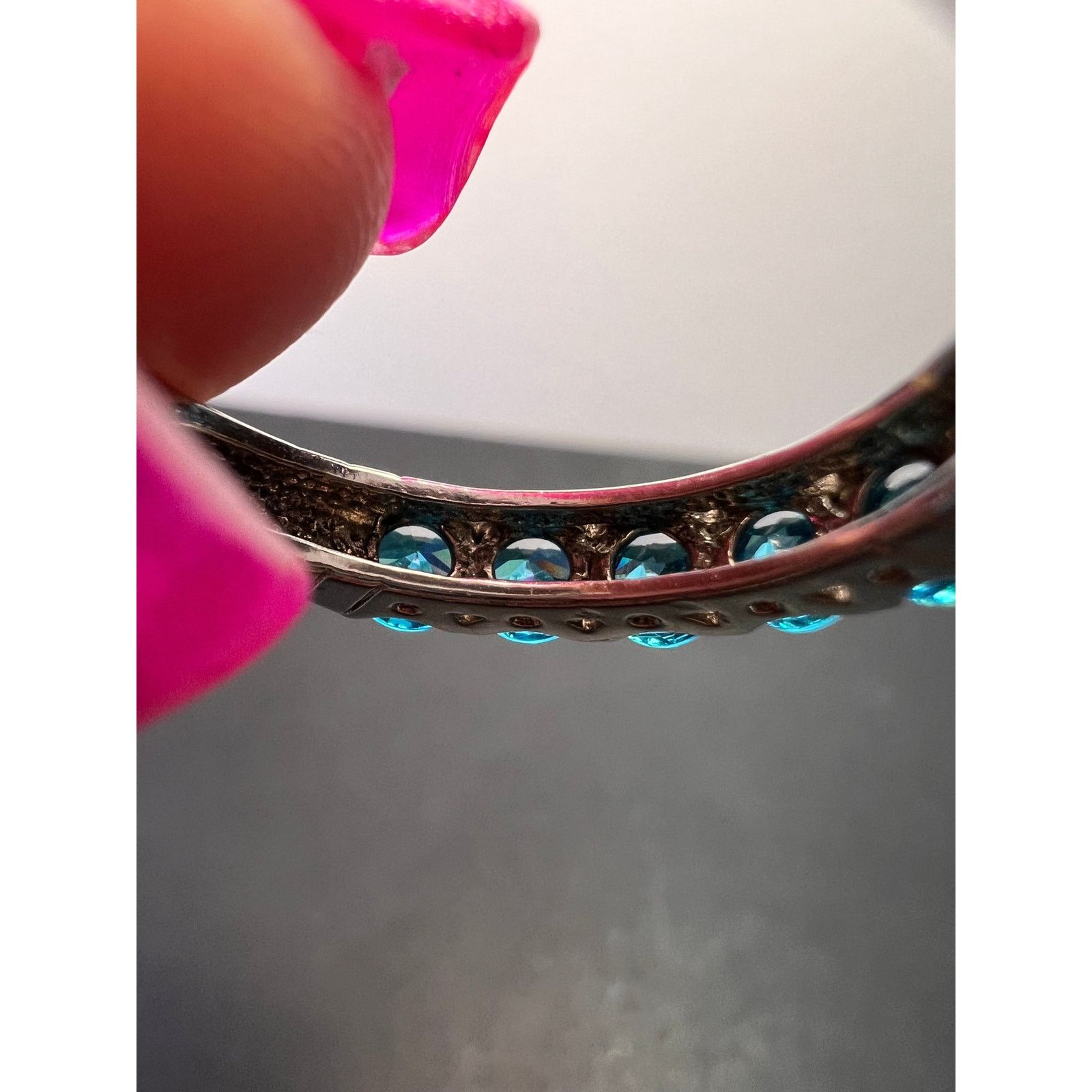 Other 5 stone blue CZ rhodium over Sterling silver ring size 9 Size ONE SIZE - 10 Thumbnail