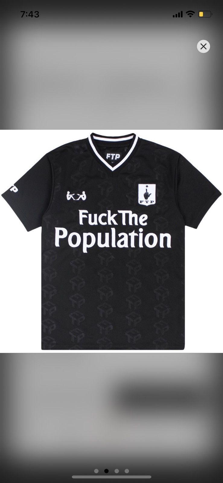 Pre-owned Fuck The Population Ftp Soccer Jersey In Black