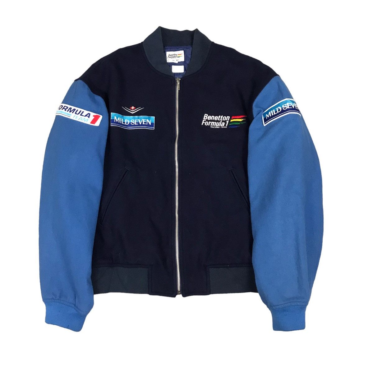 Gear for Sports × United Colors Of Benetton 2000s BENETTON FORMULA 1 X MILD SEVEN WOOL BOMBER JACKET Size US M / EU 48-50 / 2 - 1 Thumbnail