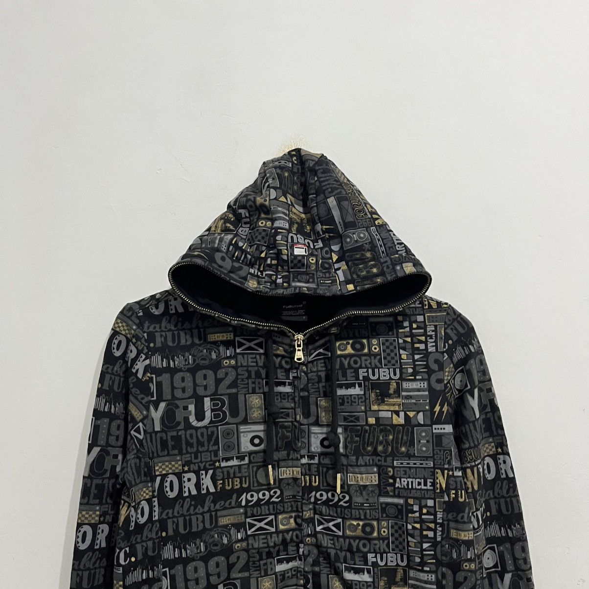 Fubu × Vintage FUBU Full-Zip Hoodie - All Over Print NYC 1992 Size US S / EU 44-46 / 1 - 2 Thumbnail