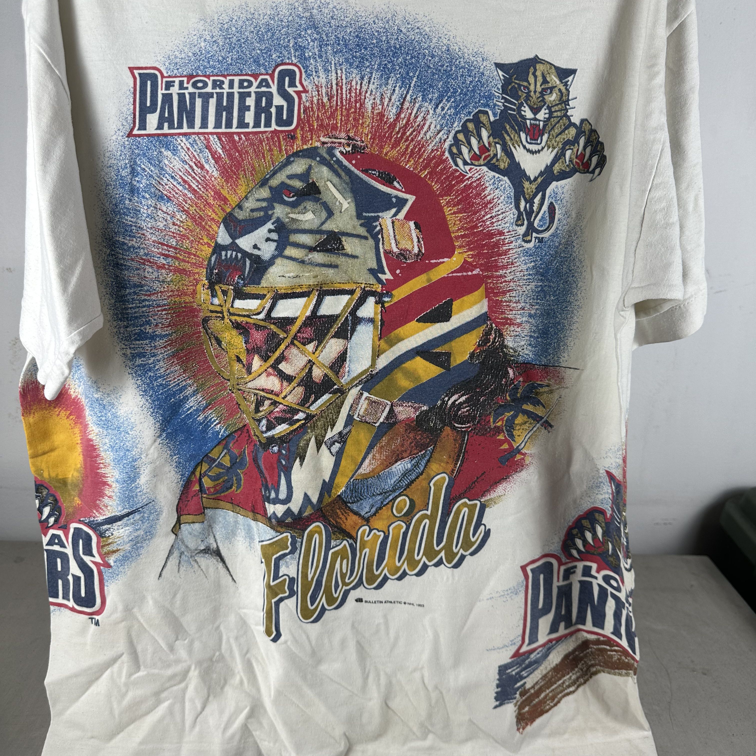 Vintage ​​​​90s Florida Panthers Bulletin Athletic NHL AOP T-shirt Size US XL / EU 56 / 4 - 2 Thumbnail