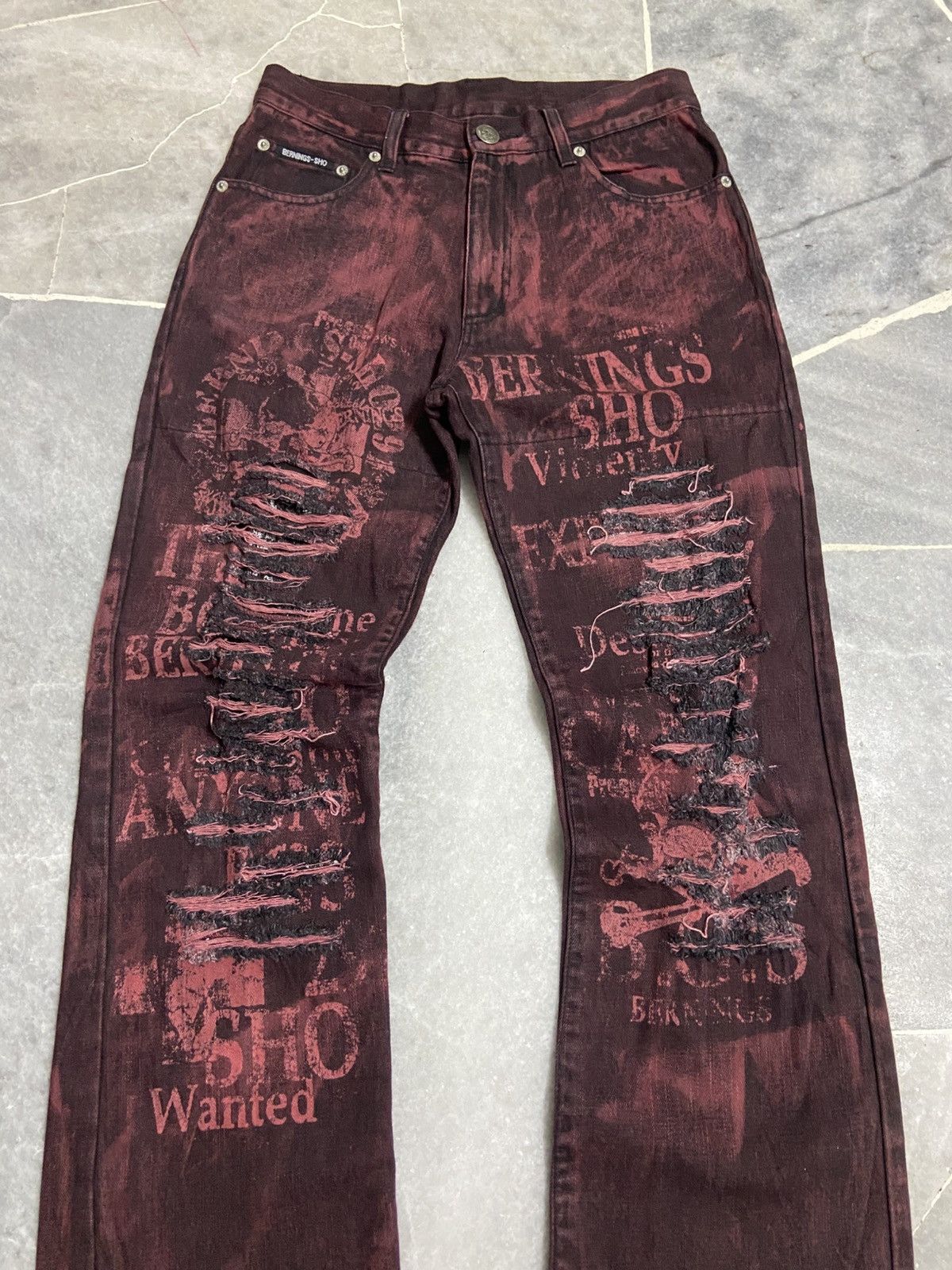 Japanese Brand BERNINGS SHO Punk Seditionaries Flare Distressed Jeans Size US 29 - 2 Thumbnail