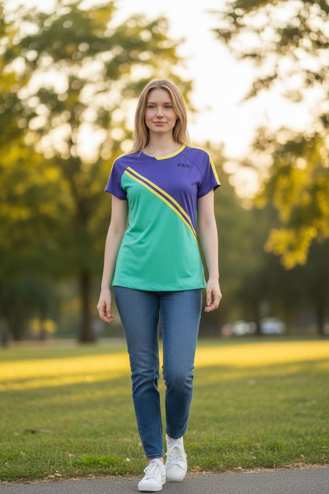 Fila FILA Colorblock Short Sleeve Athletic T-Shirt for Women Size S / US 4 / IT 40 - 2 Thumbnail