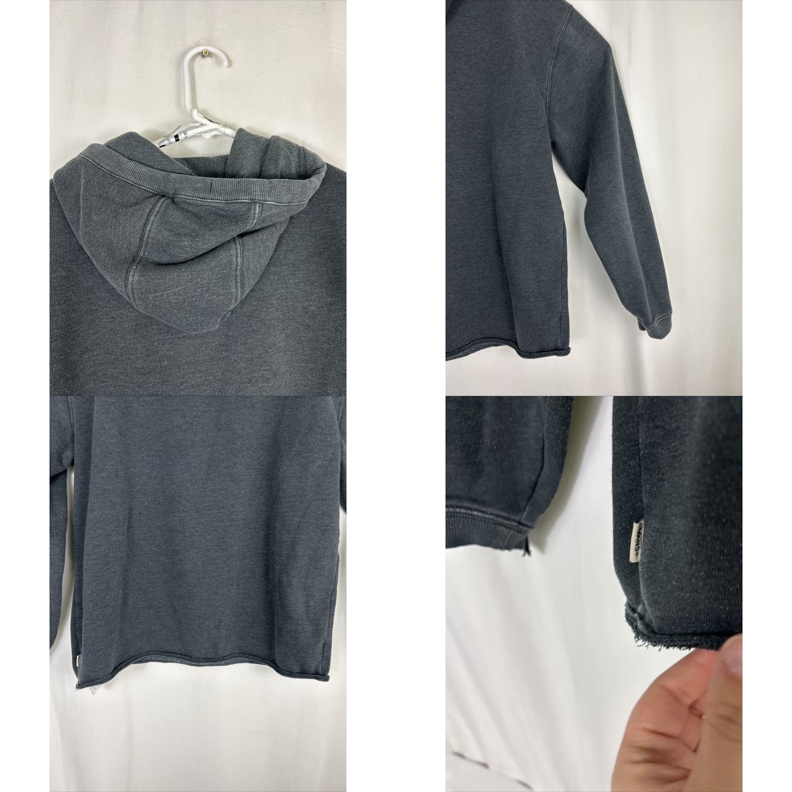 Vans VANS Mens Large Hoodie Charcoal Gray Distressed Drawstring Pullover Hooded Pockets All Seasons Men Size US L / EU 52-54 / 3 - 9 Thumbnail