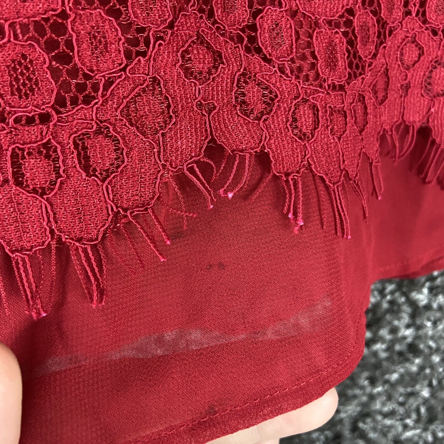 Lucky Brand Lucky Brand Sweater Shirt Women L Red Lace Trim Pullover Long Lace Sheer Trim 90s? (if applicable) Size L / US 10 / IT 46 - 4 Thumbnail