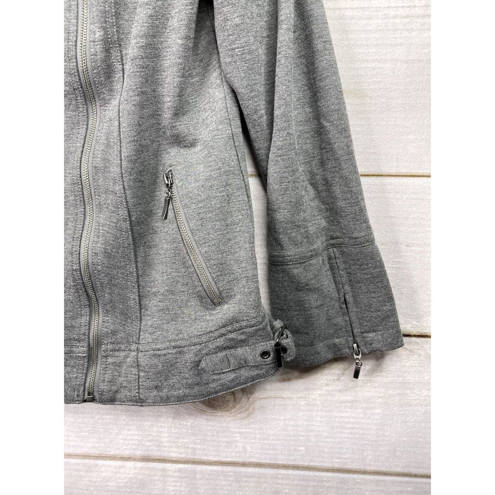 Doublet DG2 By Diane Gilman Moto Jacket M Gray Knit Zipper Heavyweight Double Breasted Long Sleeve Jacket Womens 90s Filtrable Striped? Size M / US 6-8 / IT 42-44 - 6 Thumbnail