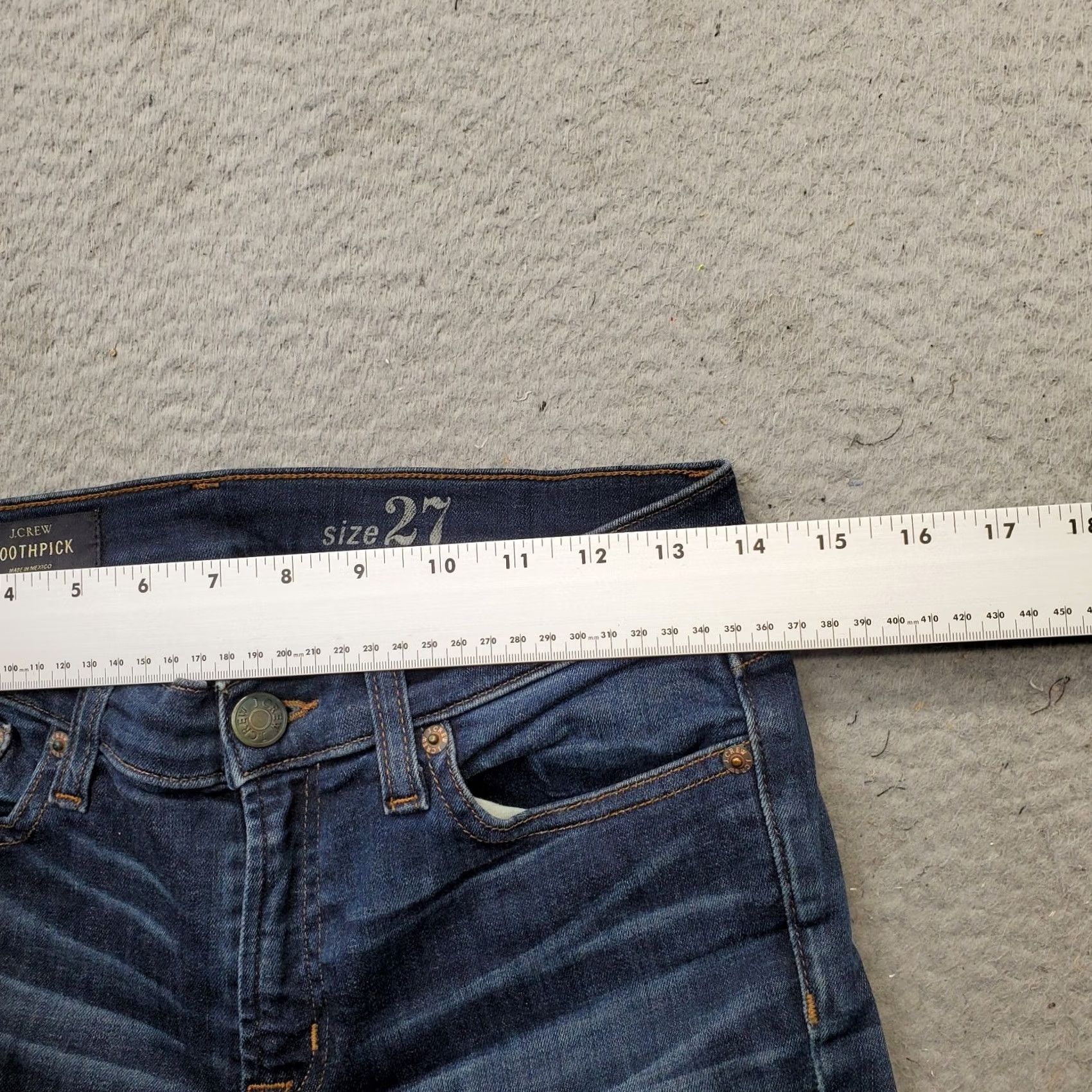 J.Crew J.Crew Toothpick Jeans Womens 27 Blue Denim Faded Whiskered Stretch Skinny Leg Jeans Size 27" / US 4 / IT 40 - 6 Thumbnail