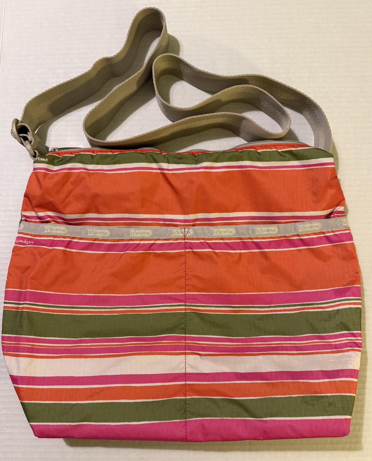 Lesportsac Bahia Stripe Lge Bright Tote Crossbody Nylon Bag, Women's
