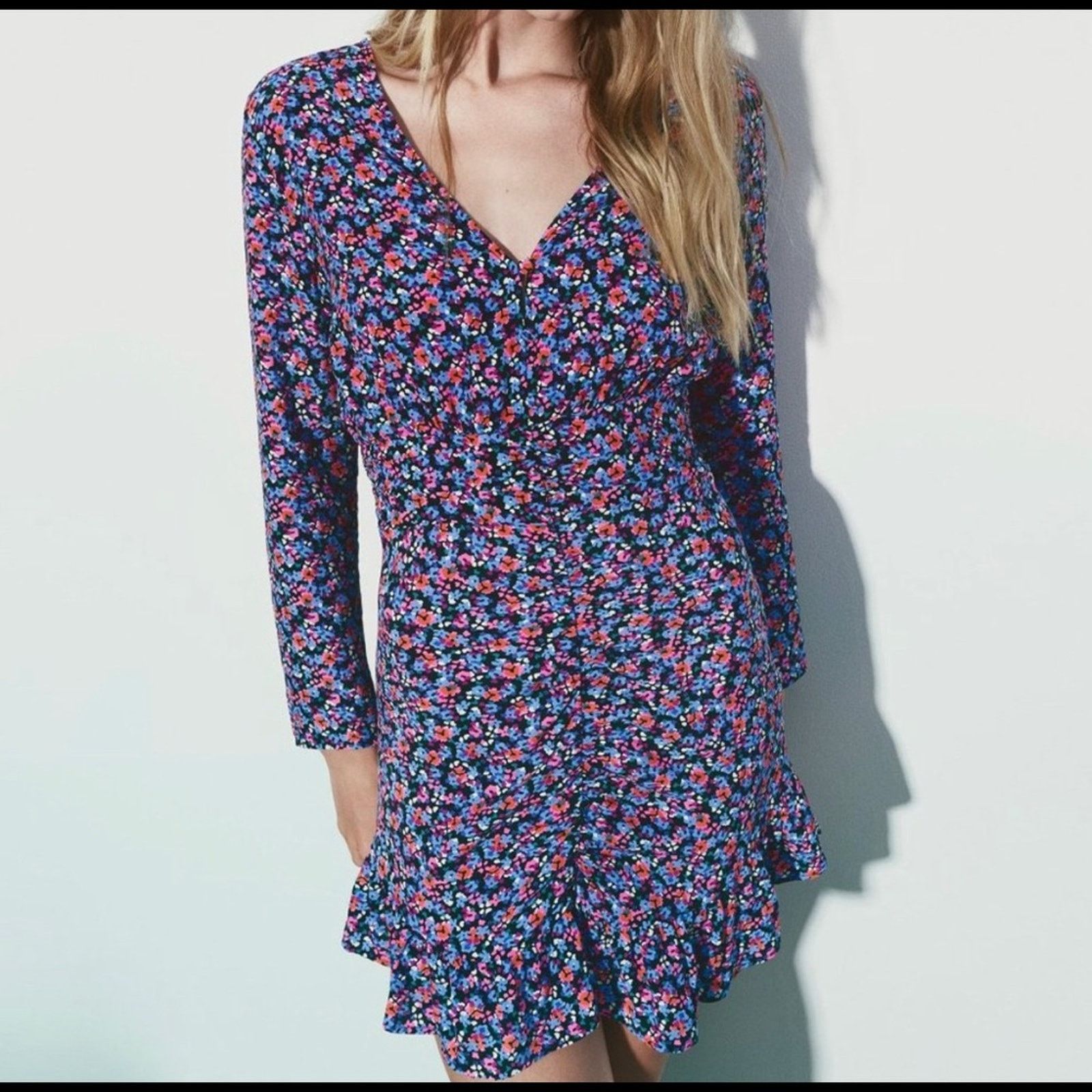 Zara ZARA FLORAL PRINT DRESS MULTICOLORED Size XS / US 0-2 / IT 36-38 - 6 Thumbnail