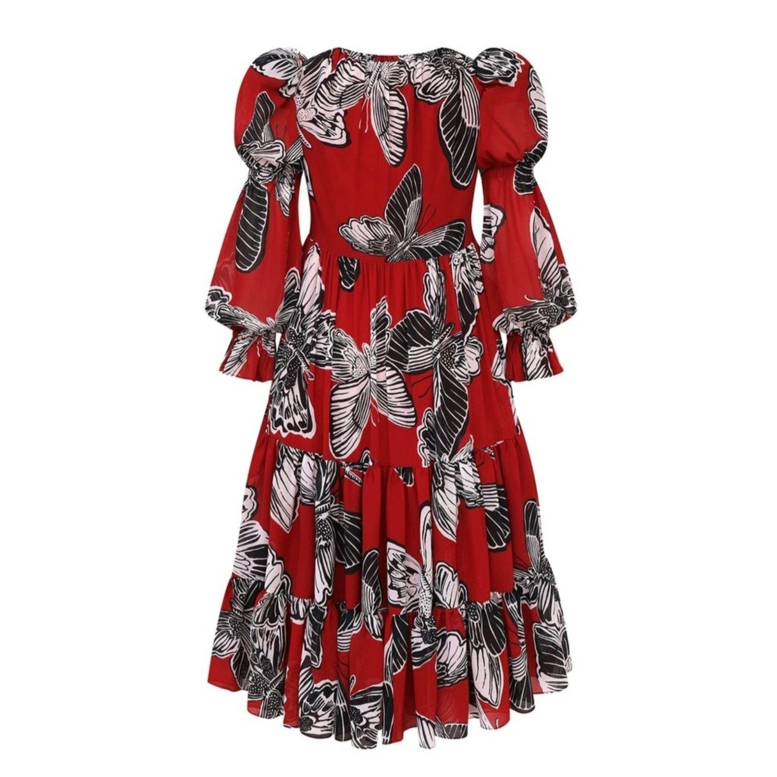 Other Autumn adeigbo Fleur midi Ladies Red Butterfly size 2 Size XS / US 0-2 / IT 36-38 - 6 Thumbnail