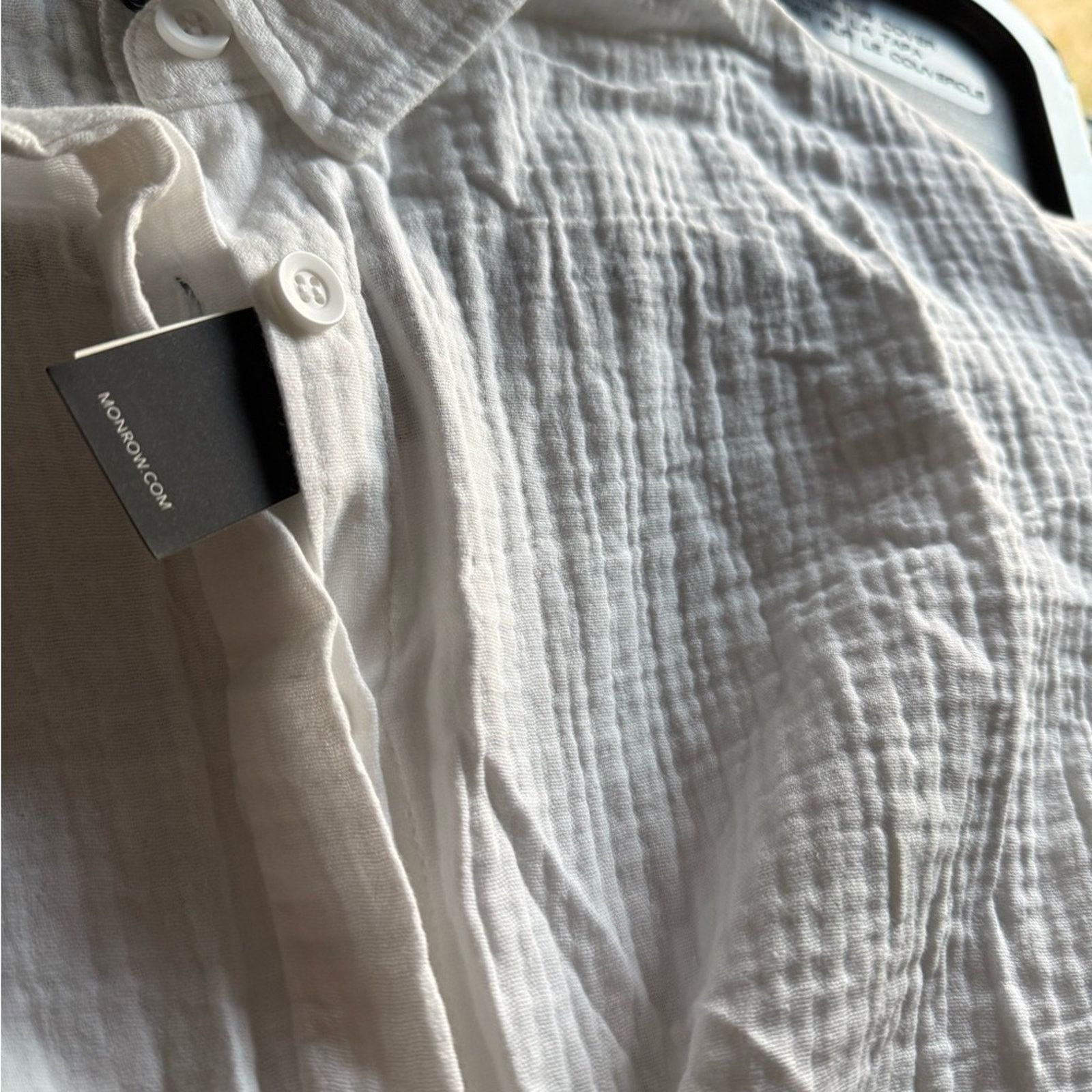 MONROW New Monrow White Cotton Gauze Button Down Small $128 Size S / US 4 / IT 40 - 9 Thumbnail