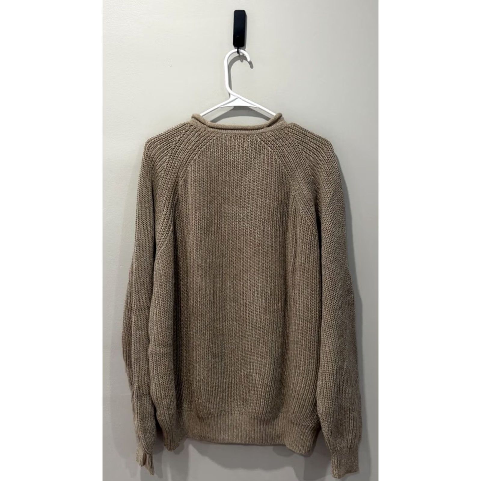 Vintage LL Bean Sweater L Beige Fisherman Chunky Waffle Knit Organic Cotton Mens Size US L / EU 52-54 / 3 - 2 Thumbnail