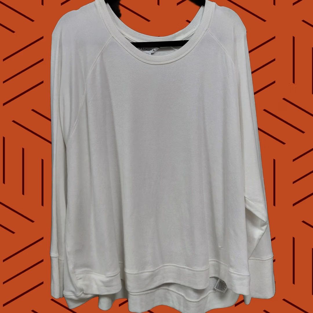 Athleta NWT Athleta White Long Sleeve Top Solid Knit Women size 3X Crew Neck Pullover Relaxed Fit Modal Spandex Everyday Casual Size XXL / US 16-18 / IT 52-54 - 1 Thumbnail