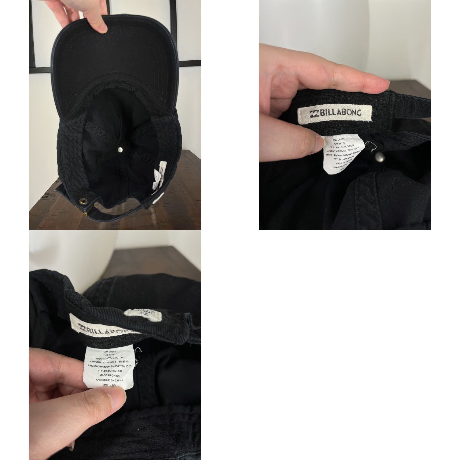 Billabong Billabong Hat Cap Strap Back Adult One Size Black Cotton Beach Surf 100% Twill Size ONE SIZE - 9 Thumbnail