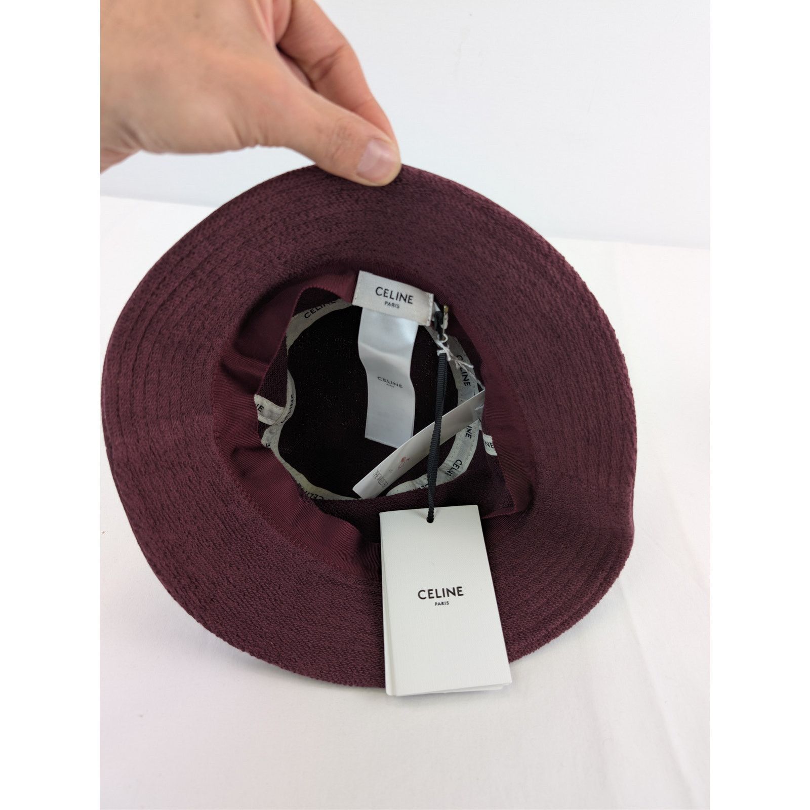 Celine o1rshd1 Size: M / Cotton Fleece Bucket Cap / Hat in Burgundy Size ONE SIZE - 9 Thumbnail