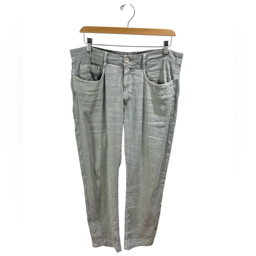 Transit Uomo Transit UOMO Grey Green Italian Linen Jean Size M ( US 34) Size US 34 / EU 50 - 2 Thumbnail