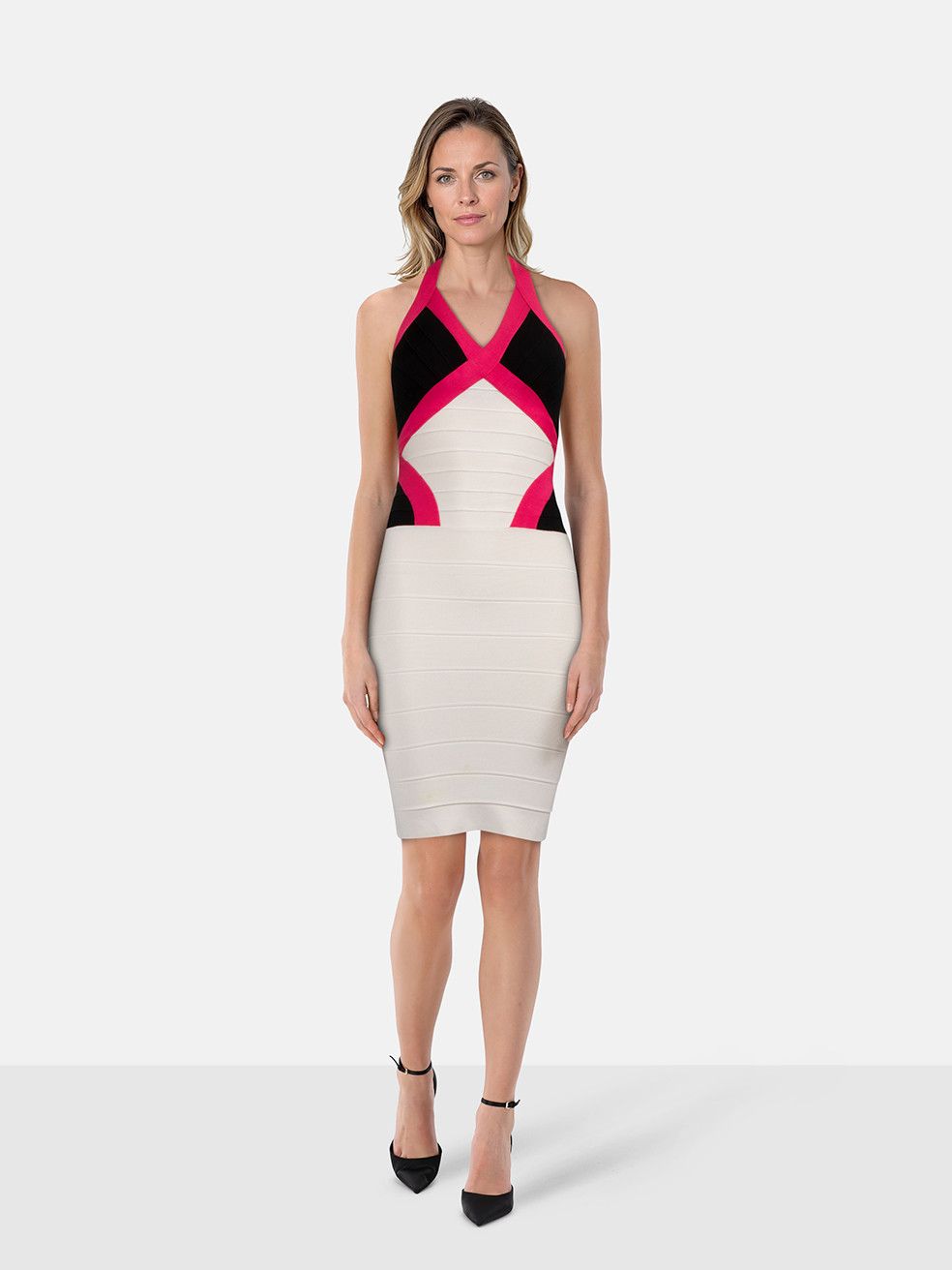 Halterneck Knee Length Bandage Dress