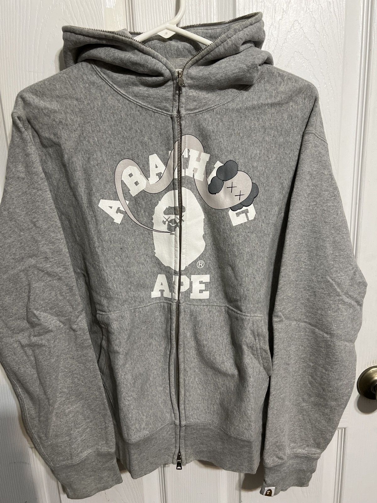 image of 2005 Bape x Kaws Bendy Full Zip Hoodie in Grey, Men's (Size Small)